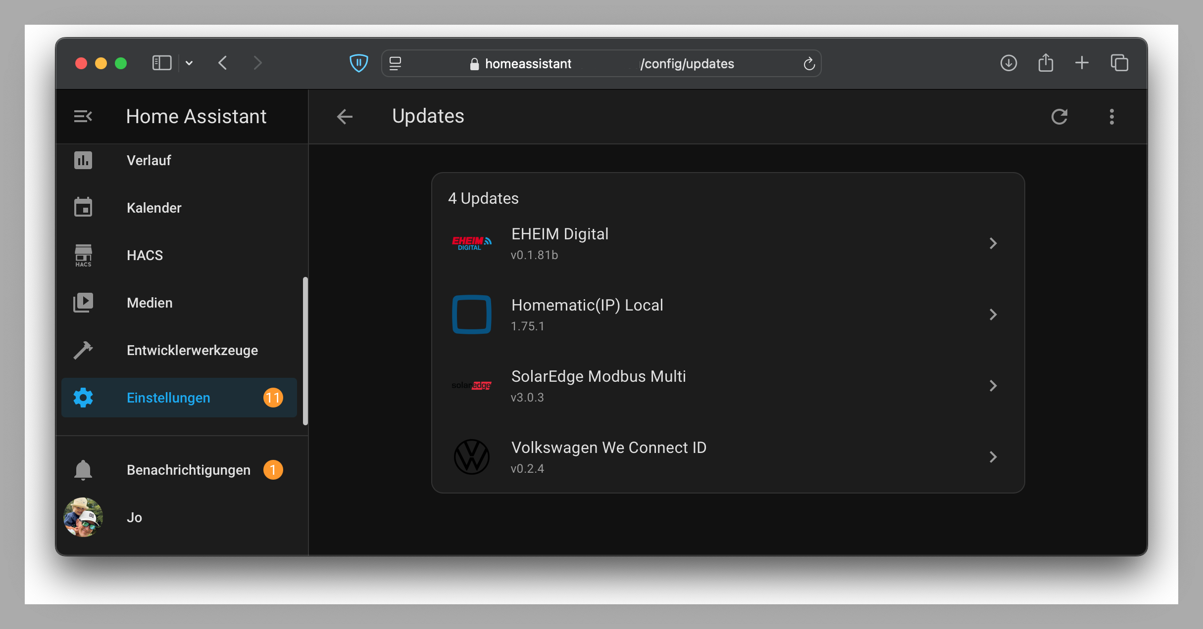 Home Assistant zeigt Updates übersichtlich an